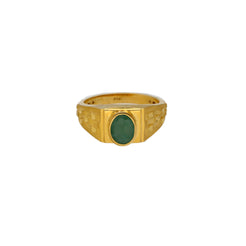 22K Yellow Gold Ring with Emerald Center Stone (7gm)