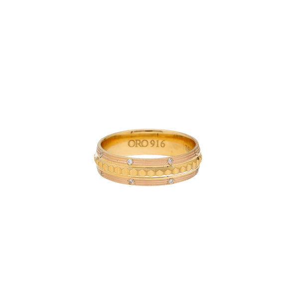 22K Yellow Gold & CZ Ring (8.4gm) | Unveil elegance with this simple and sophisticated 22k gold and cubic zirconia ring for men by Vi...