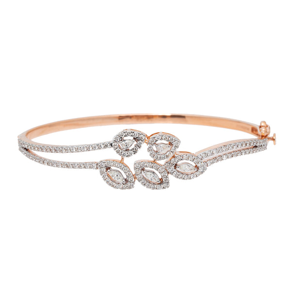 18K Rose Gold & 1.5ct Diamond Bangle (14.3gm) | 
Elevate your style with the mesmerizing beauty of this 18k rose gold and diamond Indian gold ban...