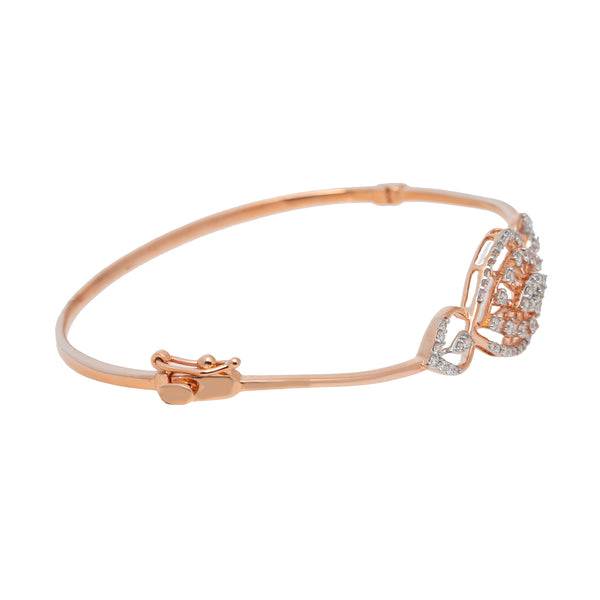 18K Rose Gold & 0.51ct Diamond Bangle (7.9gm) | 

Indulge in the splendor of Indian gold bangles with this 18k rose gold and diamond hinged brace...