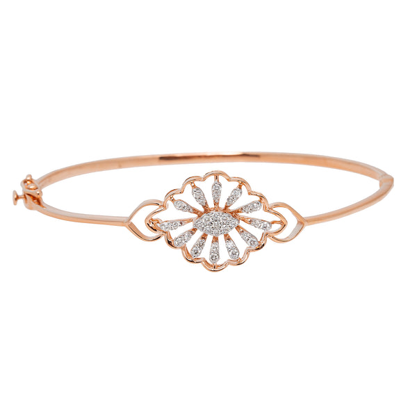 18K Rose Gold & 0.35ct Diamond Bangle (8.7gm) | 

Add a touch of glamour to your ensemble with this 18k rose gold floral diamond bracelet from Vi...