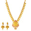 22k Yellow Gold, Emerald & Ruby Temple Necklace Set  (94.6gm)