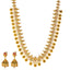 22k Yellow Gold Temple Necklace Set  w/ Gems & Pearls (132.2gm)