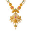 22k Yellow Gold, Gemstone, & Pearl Temple Necklace Set (93.7gm)