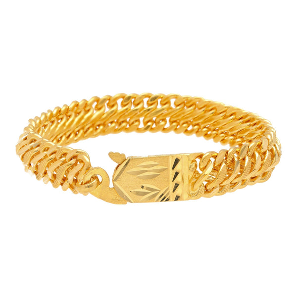 22K Yellow Gold Link Bracelet (14.8 gm) | 
This shimmering 22k yellow gold chain link bracelet for men will add a golden finish to any look...