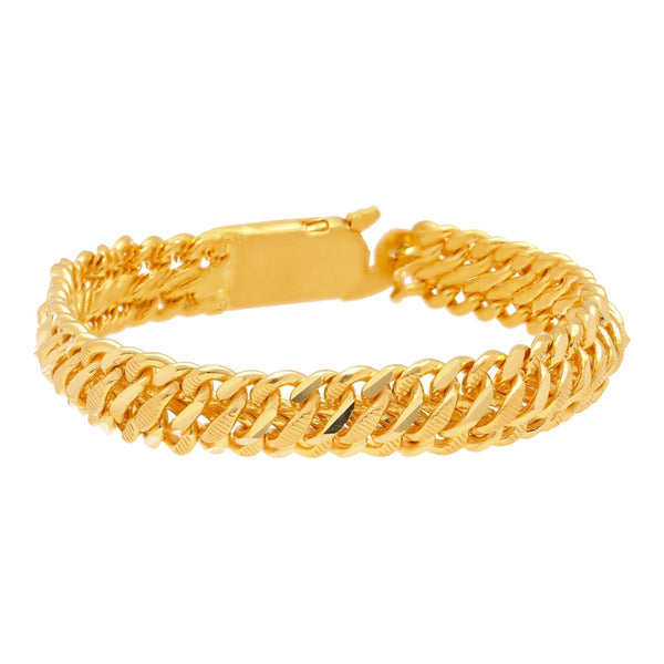 22K Yellow Gold Link Bracelet (36.6 gm) | This shimmering 22k yellow gold chain link bracelet for men will add a golden finish to any look....