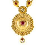 22K Yellow Gold Bridal Necklace Set w/ CZ, Kundan & Ruby (66.7gm) | 



This 22k gold bridal necklace set by Virani Jewelers captivates with its intricate design and...