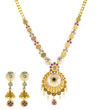 22K Yellow Gold Bridal Necklace Set w/ CZ, Emerald & Ruby (76.2gm) |  




A stunning addition to your jewelry collection, this 22k yellow gold necklace set from Vira...