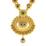 22K Yellow Gold Bridal Necklace Set w/ CZ, Emerald, Kundan & Ruby (78.4gm) | 



Virani Jewelers presents to you this stunning 22k gold necklace set that combines rich tradit...