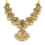 22K Antique Gold Temple Necklace w/ CZ, Emerald, Ruby, & Pearl (98.1gm) | 



Virani Jewelers brings the allure of Indian jewelry to life with this 22k antique gold neckla...