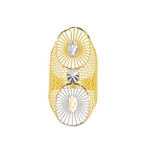 22K Yellow Gold & White Gold Ring (4.5gm) | 



This 22k multi-tone gold ring by Virani Jewelers captures the beauty of Indian gold jewelry t...