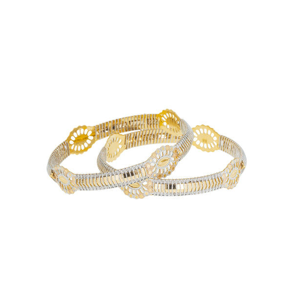 22K Multi-Tone Gold Bangle Set of 2 (50gm) | 



This exquisite 22k multi-tone gold bangle set of two from Virani Jewelers combines artistic d...