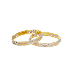 22K Multi-Tone Gold Bangle Set of 2 (43.7gm)