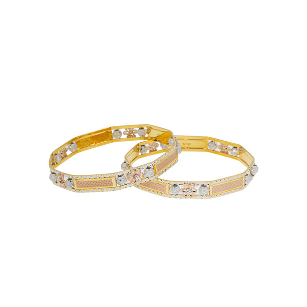 22K Multi-Tone Gold Bangle Set of 2 (43.7gm) | 



Virani Jewelers’ 22k multi-tone gold bangle set of two combines the best of classic and moder...