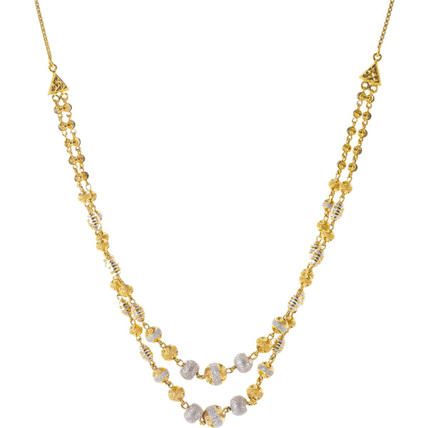 22K Multi-Tone Gold Beaded Chain (23gm) | 



Virani Jewelers presents a 22k gold chain that blends multi-tone elegance with artisanal bead...