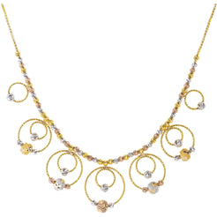 22K Multi-Tone Gold Beaded Chain Necklace (19.6gm)