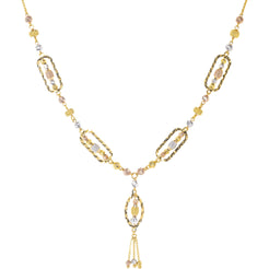 22K Multi-Tone Gold Beaded Chain Necklace (16gm)