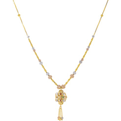 22K Multi-Tone Gold Beaded Chain Necklace (13gm)