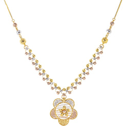 22K Multi-Tone Gold Beaded Chain Necklace (14.5gm)