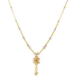 22K Multi-Tone Gold Beaded Chain Necklace (12.7gm)