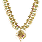 22K Yellow Gold Temple Necklace w/ Emerald, Ruby, Pearl & CZ (87.2gm) | 



Virani Jewelers’ 22k gold temple necklace embodies the beauty of Indian gold jewelry with its...