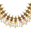 22K Yellow Gold Temple Necklace w/ Emerald, Ruby, Pearl & CZ (118.2gm)