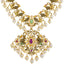 22K Yellow Gold Temple Necklace w/ Emerald, Ruby, Pearl & CZ (80.5gm)