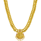 22K Yellow Gold & Ruby Temple Necklace (64.2gm) | 



Inspired by the grandeur of Indian temple jewelry craftsmanship, this 22k gold necklace from ...