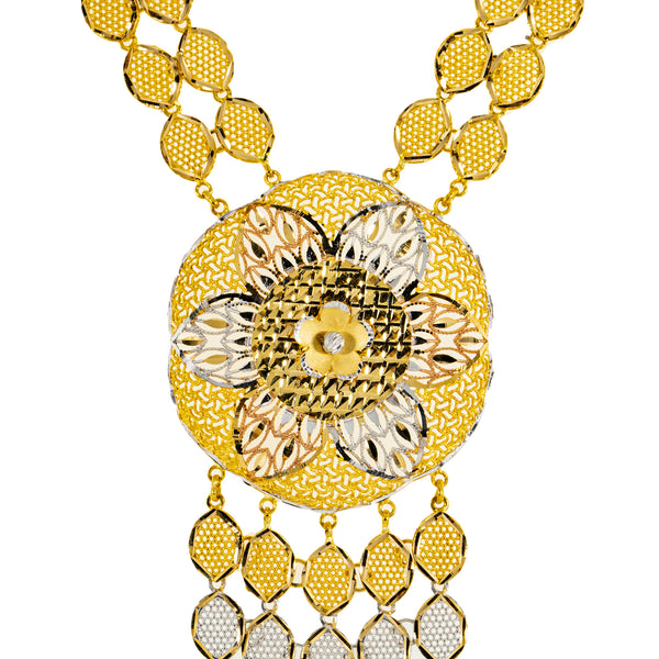 22K Yellow Gold Bimala Necklace & Earrings Set (51.3 grams) | 



This radiant 22k gold necklace and earring set from Virani Jewelers embodies the richness and...