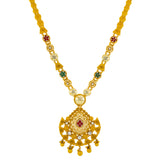 22K Yellow Gold, Kundan & Ruby Necklace & Earrings Set (82.4 grams) | Make a statement with this stunning 22k yellow gold, Kundan and ruby necklace and earring set by ...