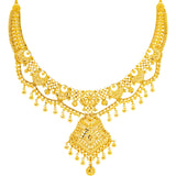 22K Yellow Gold Necklace & Chandbali Earring Set (56.1gm) | 



Elevate your style with this timeless 22k gold necklace and Chandbali earring set by Virani J...