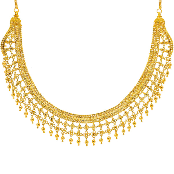 22K Yellow Gold Necklace Earring Set (56.7gm) | 



Discover the allure of luxurious fine gold Indian jewelry with this 22k necklace set with mat...