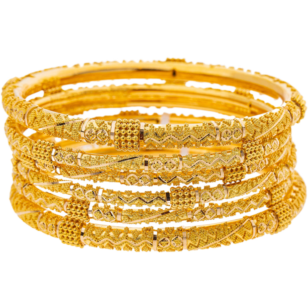 22K Yellow Gold Bangle Set of 6 (79.4gm) | 



Elevate your jewelry collection with this dazzling 22k gold bangle set, a stunning tribute to...