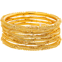 22K Yellow Gold Bangle Set of 6 (85.7gm)