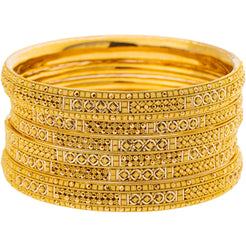 22K Yellow Gold Bangle Set of 6 (82.3gm)