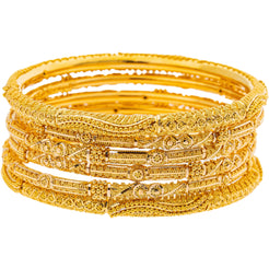 22K Yellow Gold Bangle Set of 6 (81.3gm)