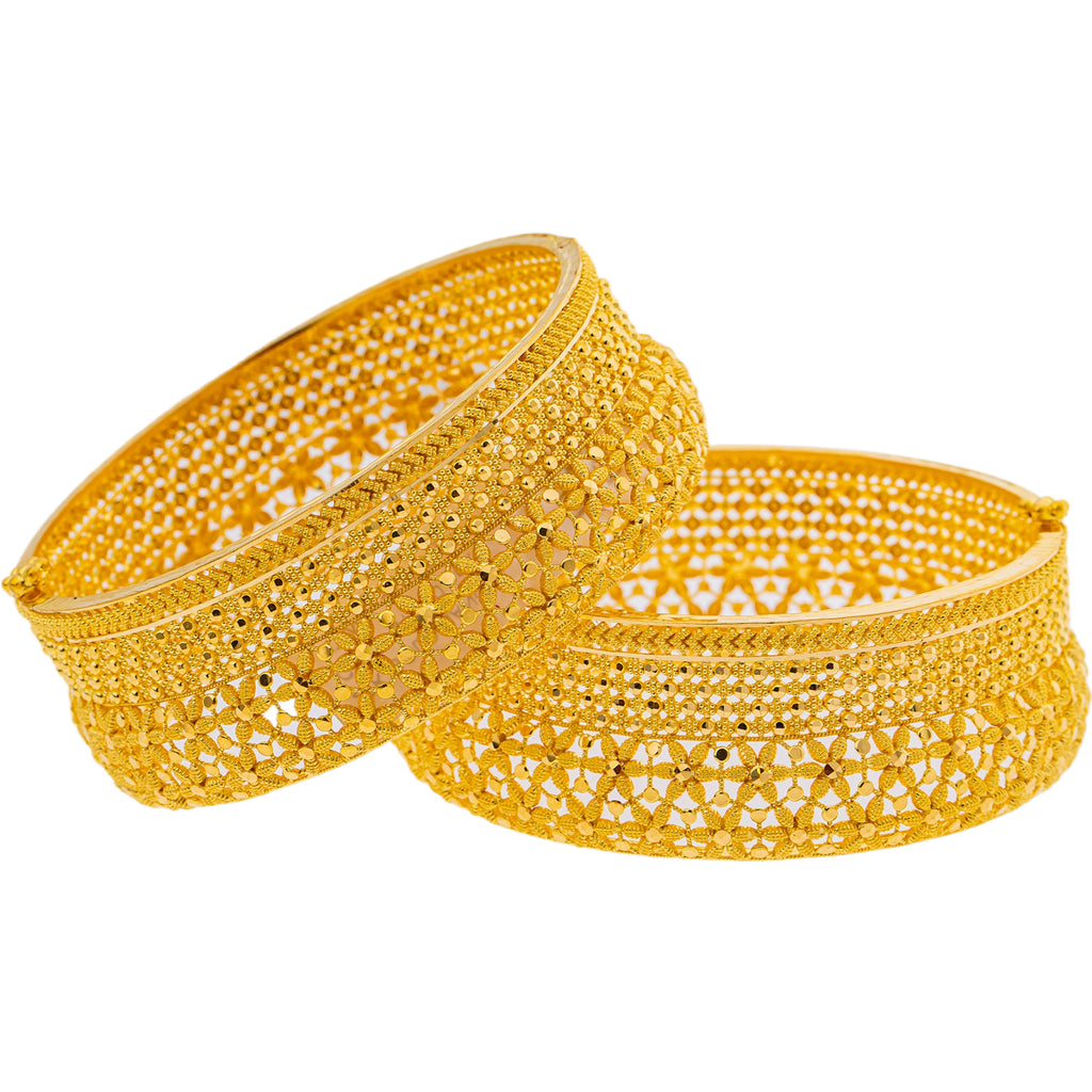 22K Yellow Gold Adjustable Bangle Set of 2 (81.4gm) | 



Fine craftsmanship meets cultural elegance in this stunning set of two 22k gold bangles by Vi...