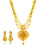 22K Yellow Gold Bridal Necklace & Jhumki Earring Set (88.7 grams) |  




22k yellow gold necklace and earring set by Virani Jewelers celebrates the elegance of Indi...