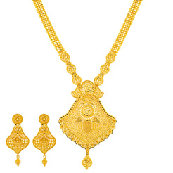 22K Yellow Gold Bridal Necklace & Earring Set (81.5 grams)