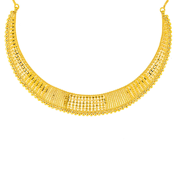 22K Yellow Gold Choker Necklace & Earring Set (32.3 grams) | 




This 22k yellow gold choker necklace and earring set by Virani Jewelers is a celebration of ...