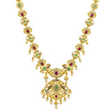 22K Yellow Gold 28 Inch Necklace w/ Emerald, Ruby, CZ, Pearl and Antique Accents (81.8gm) | 



This 22k yellow gold necklace by Virani Jewelers is a masterpiece of traditional Indian craft...