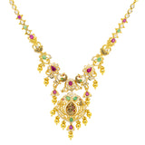 22K Yellow Gold 22 Inch Temple Necklace w/ Emerald, Ruby, CZ & Antique Accents (45.2gm) | 



Embrace the elegance of Indian gold jewelry with this 22k yellow gold Temple necklace by Vira...