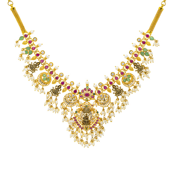 22K Yellow Gold 20 Inch Guttapusalu Temple Necklace w/ Emerald, Ruby, CZ, & Pearl (59gm) | 



Virani Jewelers offers a 22k yellow gold Guttapusalu necklace that is as luxurious as it is e...