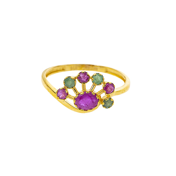 22K Yellow Gold, Emerald & Ruby Cocktail (1.9gm) | 



This 22k gold ring by Virani Jewelers, with emerald and rubies is a stunning blend of timeles...