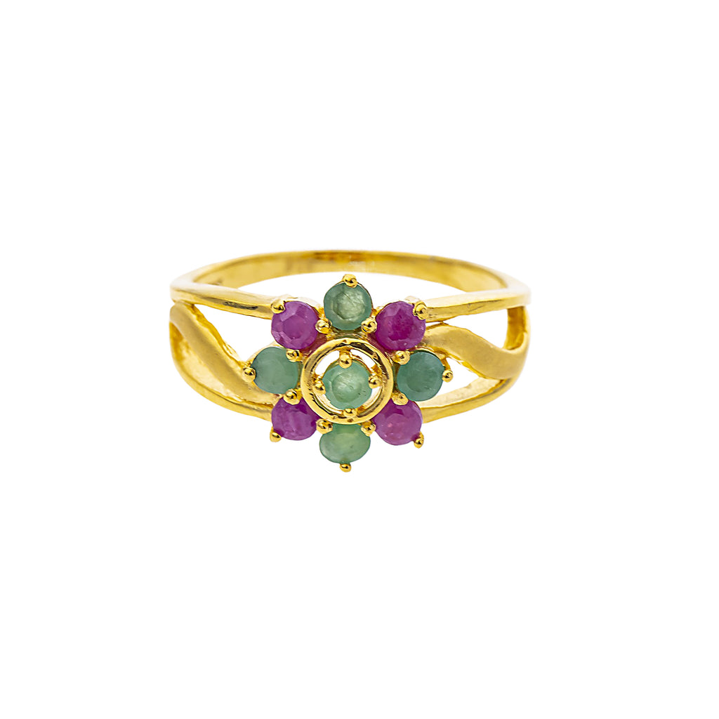 22K Yellow Gold, Emerald & Ruby Cocktail (3.4gm) | 



Experience the charm of fine gold jewelry with this 22k gold ring by Virani Jewelers, featuri...