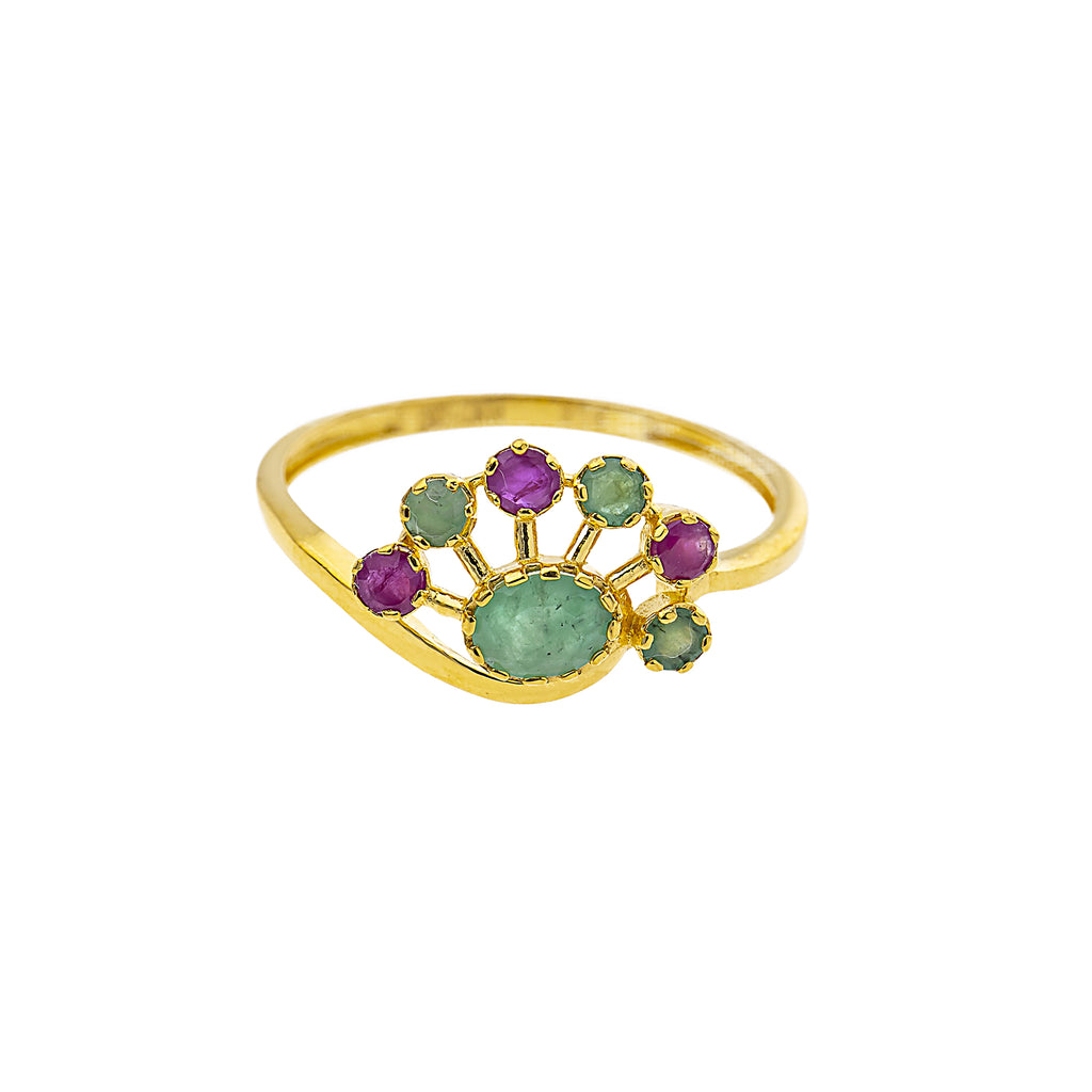 22K Yellow Gold, Emerald & Ruby Cocktail (1.9gm) | 



This 22k gold ring from Virani Jewelers with emerald and rubies is a celebration of vibrant e...