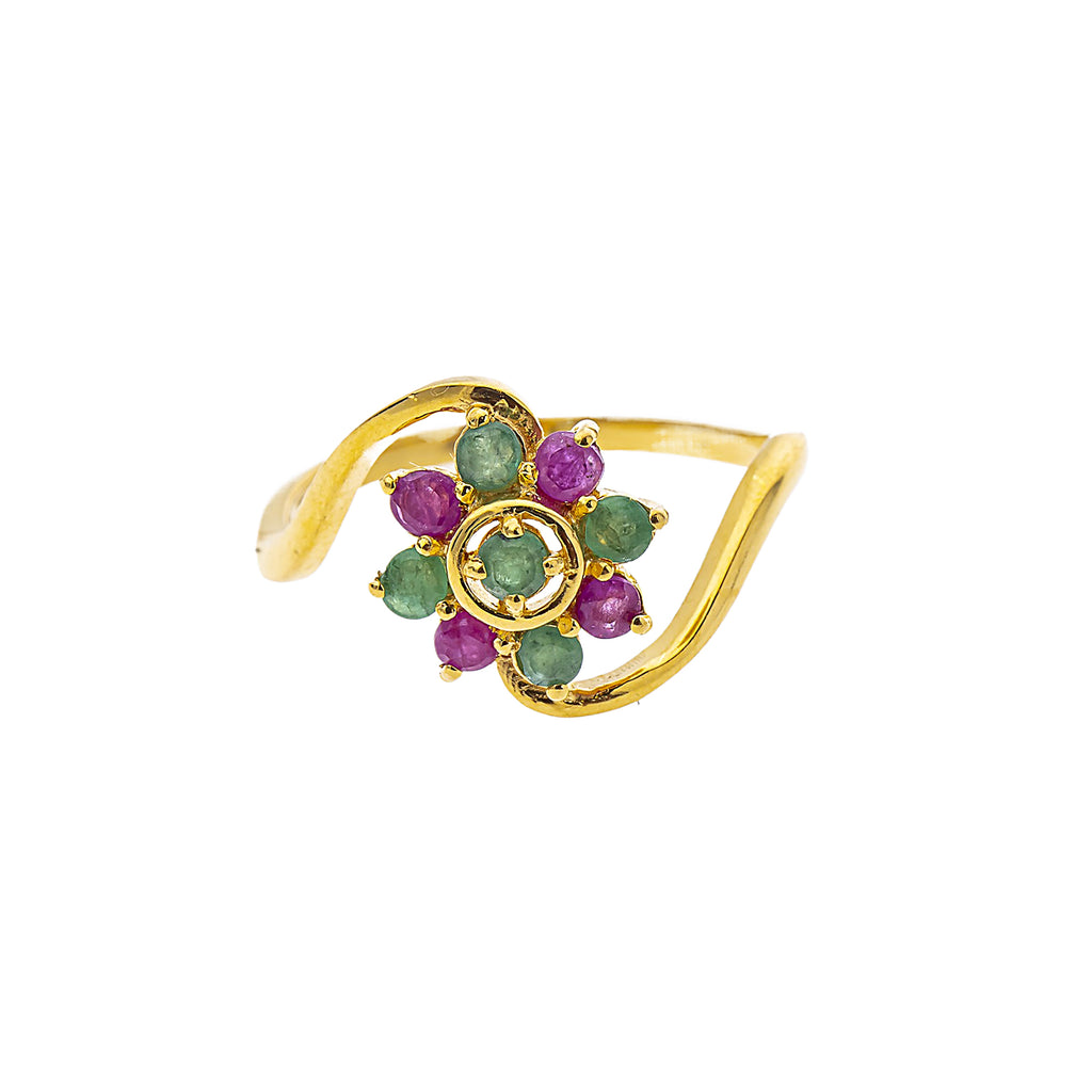 22K Yellow Gold, Emerald & Ruby Cocktail (3.3gm) | 



Adorn yourself with this stunning 22k gold ring, featuring emerald and rubies, a timeless tre...