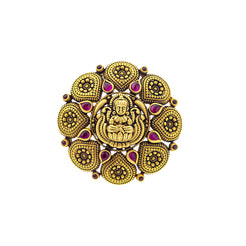 22K Yellow Gold & Ruby Goddess Lakshmi Ring (10.8gm)