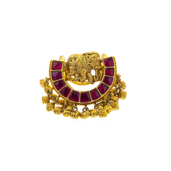 22K Yellow Gold & Ruby Goddess Lakshmi Ring (10.8gm)