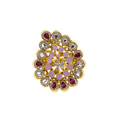 22K Yellow Gold, CZ & Ruby Cocktail Ring (9.5gm)